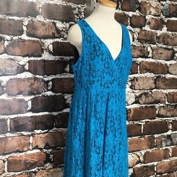 Mac + Jac Dress Teal Blue Lace Sleeeveless Midi XL - Picture 10 of 14